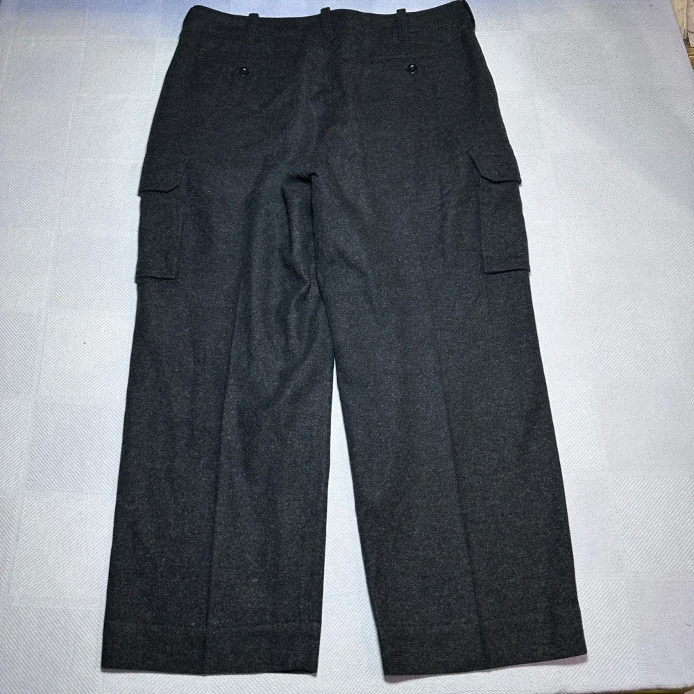 J.Crew Cargo Pants Mens 38x30 Wool Blend Button Fly Straight‎ Wide Leg Charcoal